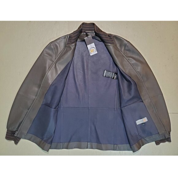 Comstock & Co Brown Leather Bomber Jacket NWT | US$795 | US 42 EU 52 - Picture 3 of 10